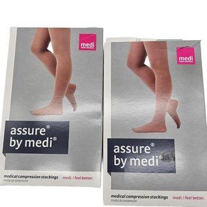 Medical Compression Stockings XL #14504 Beige Closed Toe New 2 Pairs